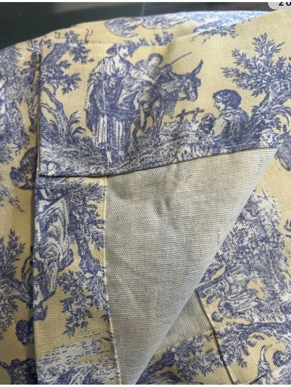 Waverly Country Life Toile Curtains 100x80 Extra Wide Panels Set of 2 + Tiebacks